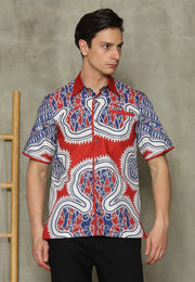 Red Abstract Batik Man Shirt