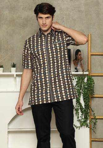 Brown Abstract Batik Exclusive Man Shirt