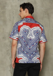 Red Abstract Batik Man Shirt