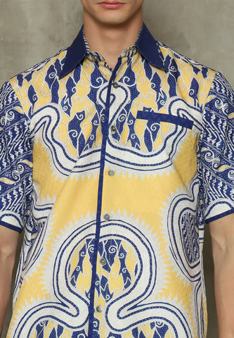Yellow Abstract Batik Man Shirt