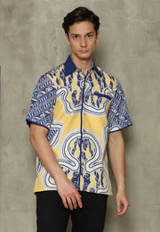 Yellow Abstract Batik Man Shirt
