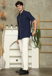 Navy Blue Short Man Shirt