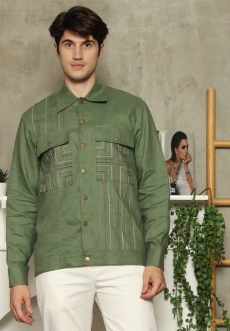 Green Linen Man Jacket