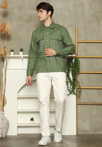 Green Linen Man Jacket