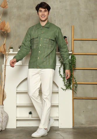 Green Linen Man Jacket