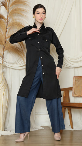 BLACK PLAIN TUNIC SHIRT