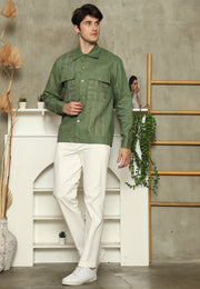 Green Linen Man Jacket