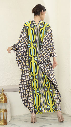 Olive Ikat Long Sleeve Kaftan