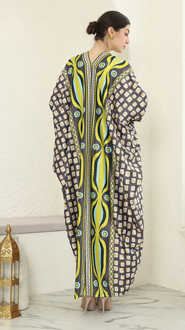 Olive Ikat Long Sleeve Kaftan