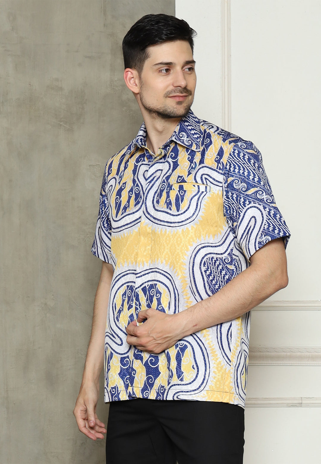 【AIE】painter shirts Abstract Batik Yellow Abstract Batik Man Shirt – Kanzi Collection