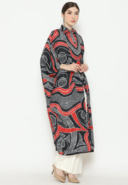 Black Red Batik Button Kaftan