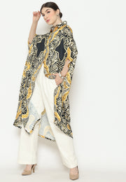 Yellow Black Batik Button Kaftan