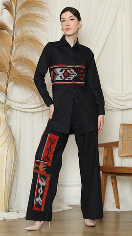 BLACK RED IKAT TUNIC OVERSIZED TOP