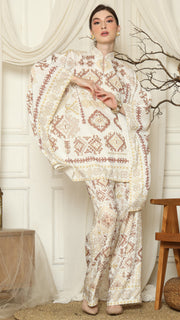 White Ikat Gold HC Pants Set