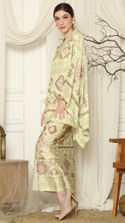 Lime Gold V-neck Sarong Set