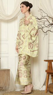 Lime Gold V-neck Sarong Set