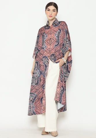 Pink Abstract Batik Button Kaftan