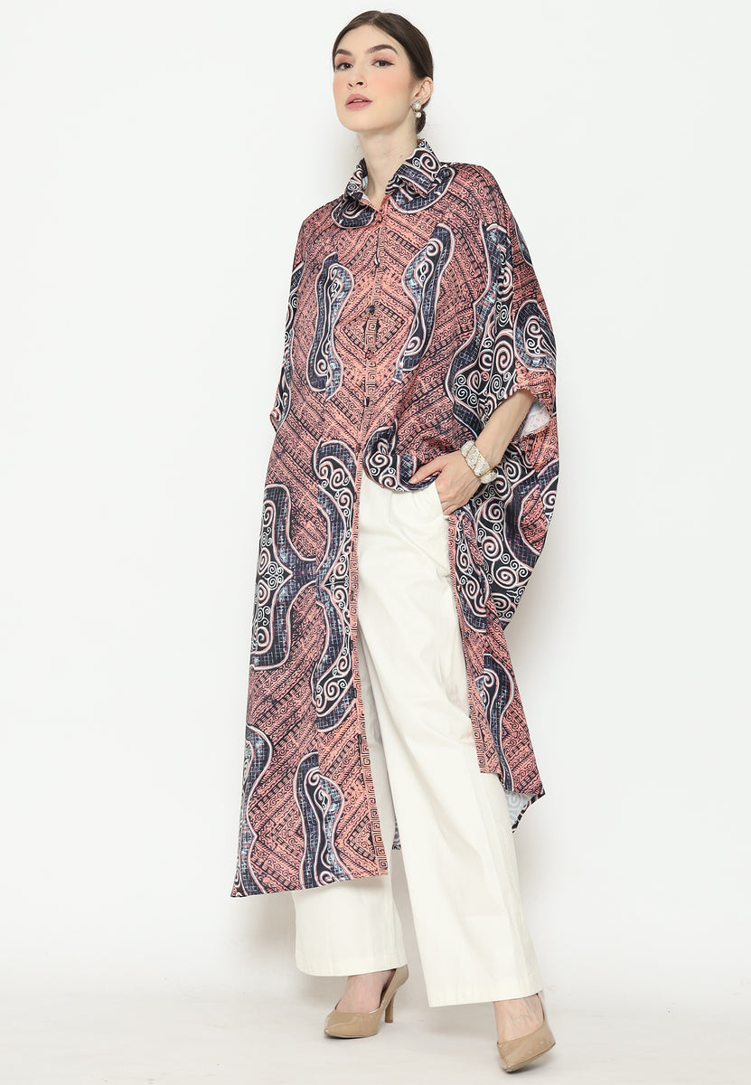 Pink Abstract Batik Button Kaftan – Kanzi Collection
