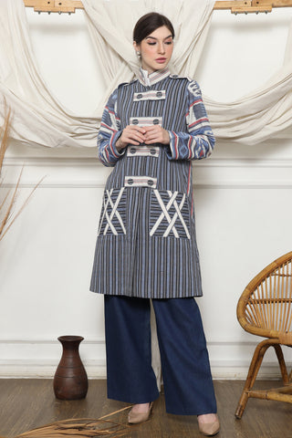 Blue Stripe Military Ikat Outer