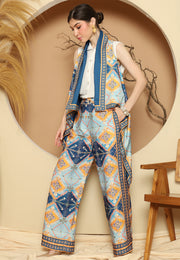 Blue Antique Vest Set