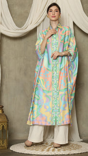 Green Abstract Button Kaftan