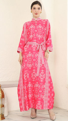 Pink Songket Long Kaftan