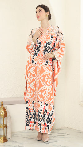 Coral Long Sleeve Kaftan