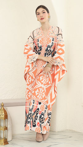 Coral Long Sleeve Kaftan