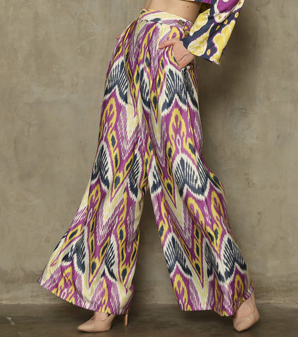 PURPLE IKAT WIDE LEG PANTS