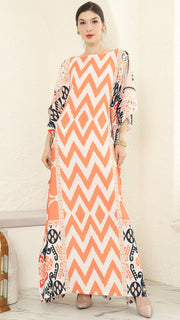 Coral Ikat Short Kaftan