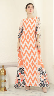 Coral Ikat Short Kaftan