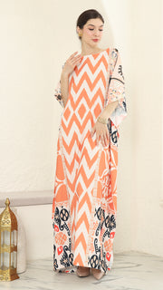 Coral Ikat Short Kaftan