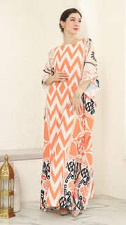 Coral Ikat Short Kaftan