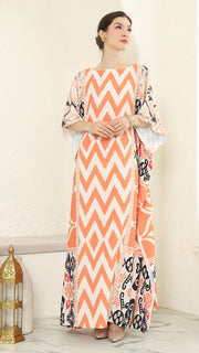 Coral Ikat Short Kaftan
