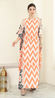 Coral Ikat Short Kaftan
