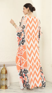 Coral Ikat Short Kaftan
