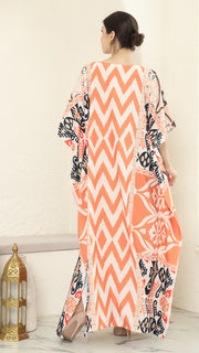 Coral Ikat Short Kaftan