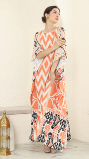 Coral Ikat Short Kaftan