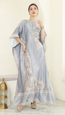 Grey Flower Short Kaftan