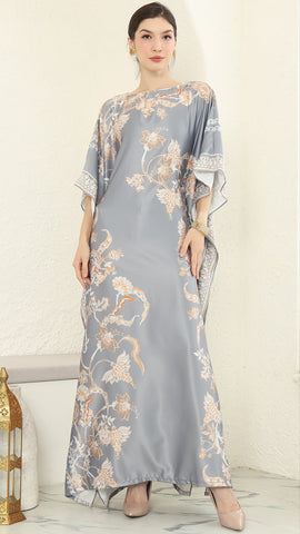 Grey Flower Short Kaftan