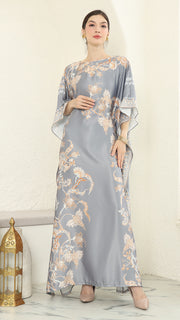 Grey Flower Short Kaftan