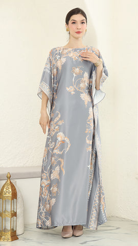 Grey Flower Short Kaftan