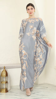 Grey Flower Short Kaftan