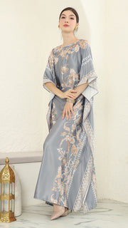 Grey Flower Short Kaftan