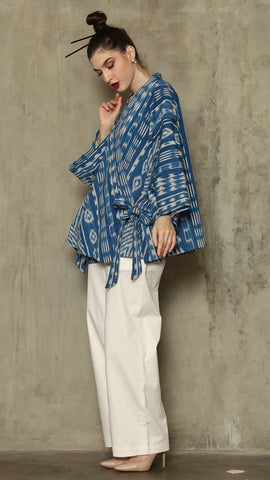 BLUE OVERSIZED IKAT KIMONO OUTER