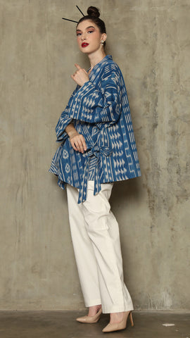 BLUE OVERSIZED IKAT KIMONO OUTER