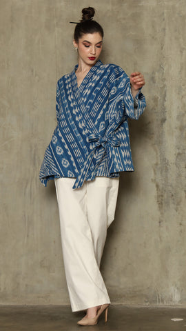 BLUE OVERSIZED IKAT KIMONO OUTER