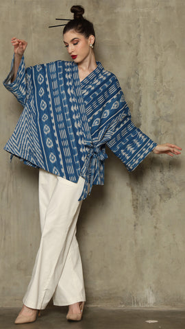 BLUE OVERSIZED IKAT KIMONO OUTER