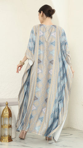 Blue Gold Songket Short Kaftan