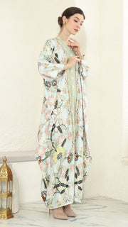 Green Flower Long Kaftan